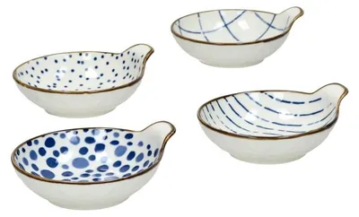 Produktbild von Pomax Anafi 4er-Set Aperitifteller, Blau, L 11 x B 10 x H 3,8 cm