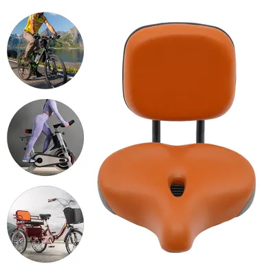 Produktbild von Fahrradsättel 33*30cm Fahrradsitz mit Rückenlehne Fahrradsitzkissen (Grau-Braun)