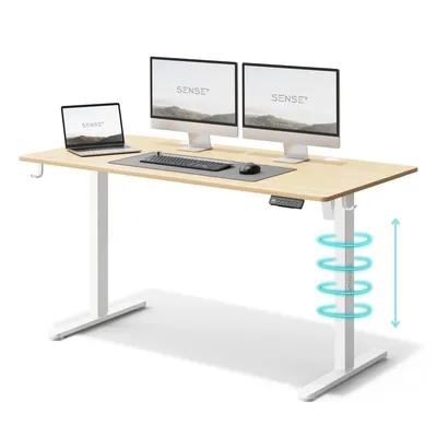 Produktbild von SENSE7 NOJO Computertisch Gamingtisch Schreibtisch, 140x70 cm, elektrische Höhenverstellung, Memory-Funktion, Kopfhörerhalter, Kabelorganisator XXL PC