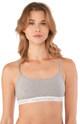 Produktbild von Fabio Farini - 1 Stück Frauen Unterwäsche - Damen Sport-BH aus Baumwolle mit Strech-Anteil bügellos, mit Spaghettiträgern und Logo-Bund