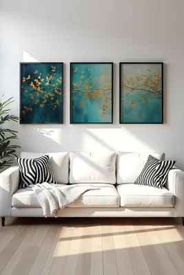 Immagine prodotto di Wallity, elegante quadro decorativo (3 pezzi), 50 x 70 cm | 100% MDF (3 mm) con cornice in legno massello (2,5 cm) | Perfetto per gli interni moderni e per dare un tocco di stile.