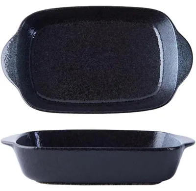 Image de Plat à gratin en céramique, lot de 2, rectangulaire, bleu, dimensions : 24 x 13 x 4,5 cm, capacité : 500 ml