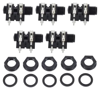 Image de 5 prises stéréo à 4 broches de 6,35 mm, entrée de 6,5 mm, transmission stable, utilisation simple pour microphone, guitare électrique, prise à pôle négatif