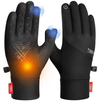 Produktbild von Handschuhe Herren Damen Winter Fahrrad Sporthandschuhe Laufhandschuhe Touchscreen Winddicht Rutschfest Schwarz Größe S