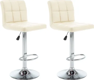 Image de lot de 2 tabourets de bar en polyuréthane 40 x 90-111 x 47 cm Crème