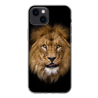 Produktbild von MuchoWow® Handyhülle Schutzhülle Hülle für iPhone 13 mini Löwe - Porträt - Schwarz - Tiere Silikon Softcase Handy Hülle - Softcase