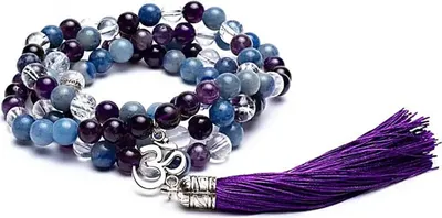 Produktbild von Mala Amethyst/ Aventurin/ Bergkristall + Ohm - 0,8 cm