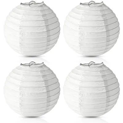 Imagen del producto de Linternas redondas, blancas, de 30 cm de diámetro, paquete de 4 unidades, para decoración