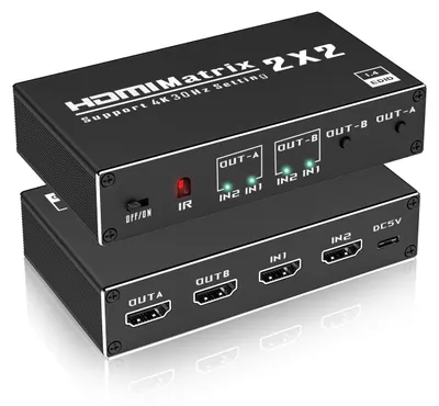 Image de Diviseur HDMI 2 entrées, 2 sorties - Matrice HDMI 4K