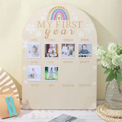 Immagine prodotto di Cornice fotografica per 12 mesi, realizzata in legno, ideale per la cameretta dei bambini