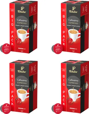 Immagine prodotto di Capsule di caffè Tchibo Cafissimo Espresso elegante, 120 capsule - 4x30 capsule (caffè, espressivo con gusto pieno), sostenibile ed equo e solidale