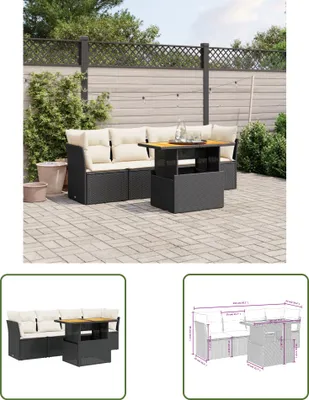 Produktbild von The Living Store 5-tlg. Garten-Sofagarnitur mit Kissen Schwarz Poly Rattan