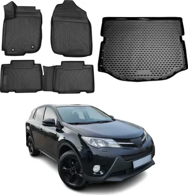 Immagine prodotto di Set di tappetini e fodere per Toyota RAV4 2013-2018 in gomma TPE nero 5x
