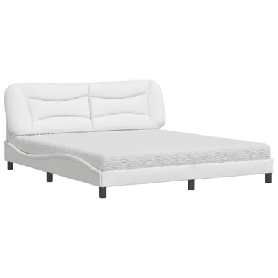 Obrázek produktu pro vidaXL Postel s matrací "Hvar" bílá 180x200 cm Imitace kůže