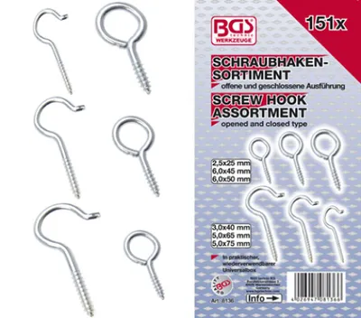 Obrázek produktu pro BGS technic Screw Hook Assortment, 612 mm, 612 g