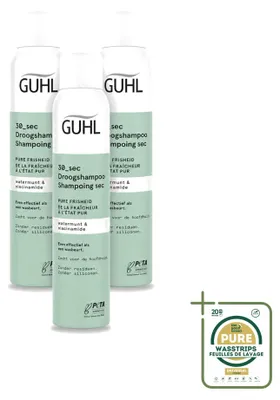 Produktbild von 3 x Guhl Trockenshampoo Pure Frische - mit Wasserminze - 200 ml - Vorratspackung - 3 Stücke