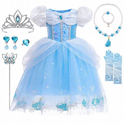 Image de Solidchoice - Costume de princesse Cendrillon pour filles, avec accessoires