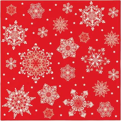 Zdjęcie produktu dla Serwetki Premium Airlaid, „Czerwone płatki śniegu”, 1/4, 40 x 40 cm, 50 sztuk.