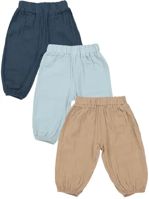 Produktbild von TupTam Baby Unisex Musselin- Pumphose 3er Pack, Farbe: Navy_Jeansblau_Beige, Größe: 80