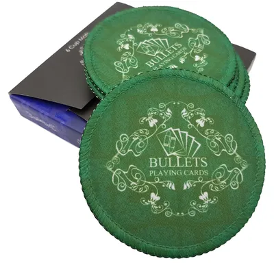 6er-Set Poker-Getränkeuntersetzer, grün, rund, 11,2 cm