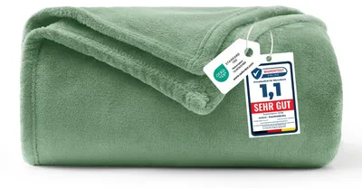 Obrázek produktu pro WAVVE Hřejivá deka, zelená – Měkká fleecová deka 150x200 cm, teplá deka na pohovku a do obývacího pokoje, velká a měkká přehoz na pohovku a postel
