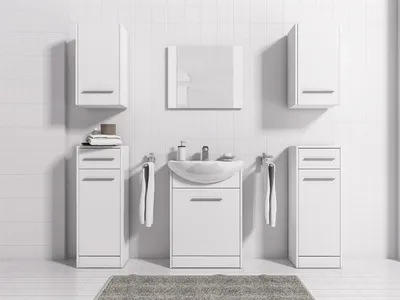 Produktbild von Badmöbel Set 7-Tlg Weiss matt  PERM Nr.4  inkl.Waschtisch