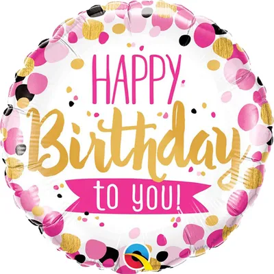 Produktbild von Folienballon Happy Birthday Motiv, rund, weiß pink gold, ca. 45 cm