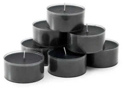 Immagine prodotto di Candele decorative "Branded" a forma di lumino, diametro 6 cm, colore nero, confezione da 20 pezzi