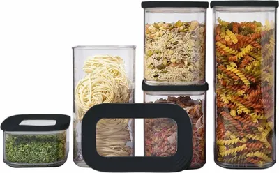 Produktbild von Mepal | Vorratsdosen Modula Starter-Set | 5-teilig | Schwarz | stapelbar und transparent | 425 ml, 2 x 1000 ml, 1500 ml, 2000 ml | BPA frei und spülmaschinengeeignet