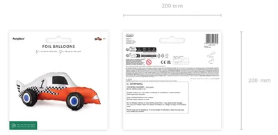 Produktbild von Folienballon Rennauto 90x34cm Rot / Schwarz / Silber