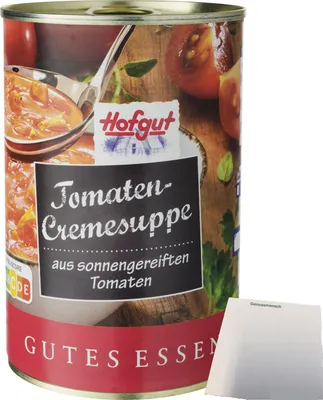 Produktbild von Hofgut Tomatencremesuppe (400ml Dose) + usy Block
