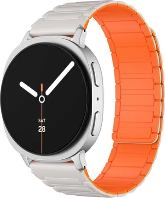 Image de Bracelet magnétique en silicone pour Samsung Galaxy Watch 8 / 8 Classic I - Design Beige / Orange