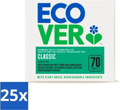 Produktbild von Ecover - Geschirrspültabs Classic - Zitrone & Limette - 70 Tabs - Vorteilspack - 25 Stücke