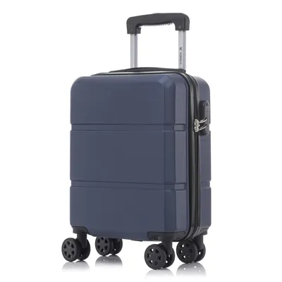 Produktbild von Koffer Trolley Reisekoffer Suitcase, Rollkoffer Handgepäck ,mit 4 Rollen360°, Hartschalenreisekoffer, Zahlenschloss, Weicher Gummigriff(S,Dunkelblau)