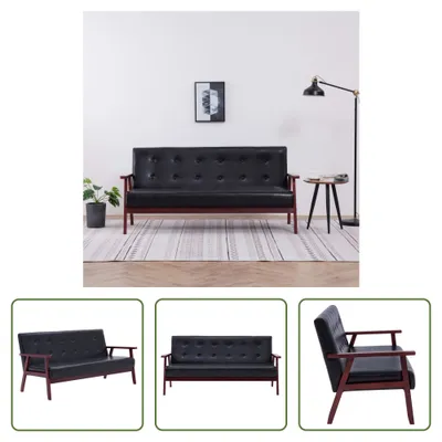 Produktbild von The Living Store 3-Sitzer-Sofa Schwarz Kunstleder