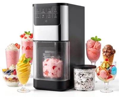 Produktbild von Eismaschine - 7-in-1 Eiscreme- und Frozen-Yogurt-Maschine - Für Gelato Sorbet Milchshake Light-Eis - Ein-Knopf-Bedienung - Rühren & Nachfrieren - Glatte cremige Textur