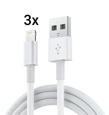 Produktbild von 3x Ladekabel passt für Apple iPhone 14, 13, 12, 11, XR, XS, X, 8, SE 8Pin Ladekabel 1 Meter, Weiß