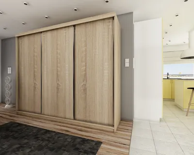 Image de KIER FURNITURE Armoire coulissante, armoire en chêne Sonoma, 250 x 200 x 62 cm