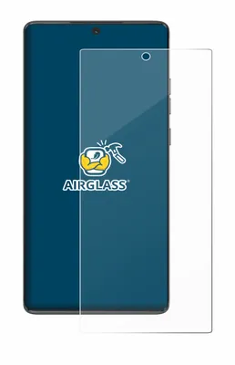 A screen protector is shown partially covering a smartphone.