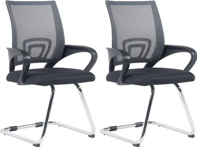 Produktbild von CLP 2er Set Freischwinger Eureka mit Netzbezug und Armlehnen grau