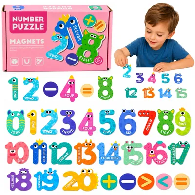 Productafbeelding van Magnetische puzzels Activiteiten en cijfers Activiteiten Educatieve magneten 26 stuks.
