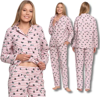 Produktbild von Bezaubernder Damen Schlafanzug Zweiteilig Shirt Top In Panda Moraj 3Xl