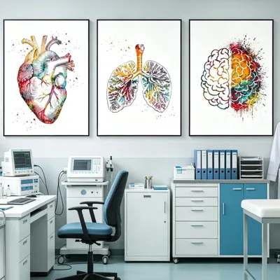 Anatomie-Poster Herz Lungen Gehirn Blumen 50x70 cm