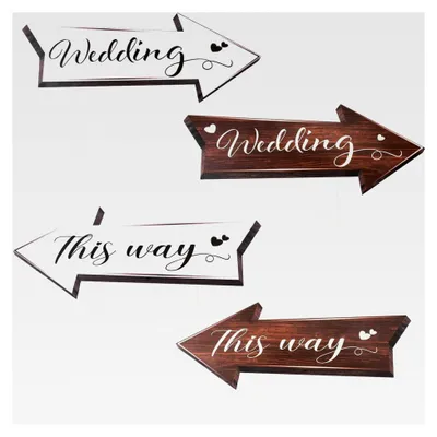 Produktbild von 4 Stück Wegweiser für die Hochzeit, Pfeilschilder mit Pfählen für den Empfang im Freien