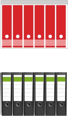Produktbild von Wallario 6 Stück breite Ordner inkl. Klebeetiketten mit Motive Rot -  Set mit Rückenschildern / Ordnerrücken Stickern