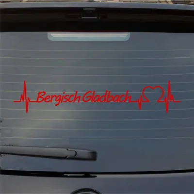 Produktbild von Heckscheibenaufkleber Bergisch Gladbach Herzschlag Puls Stadt Liebe 55x11 cm Rot Auto Aufkleber Sticker