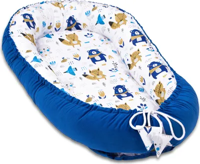 Obrázek produktu pro Pepi Baby Nest Cocoon 2stranný multifunkční hnízdo s námořnickým modrým sametem 95x55cm Newborn Baby Nest Blue Bear