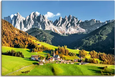 Produktbild von ARTland Leinwandbild Alpen Berge Santa Maddalena Größe: 60x40 cm