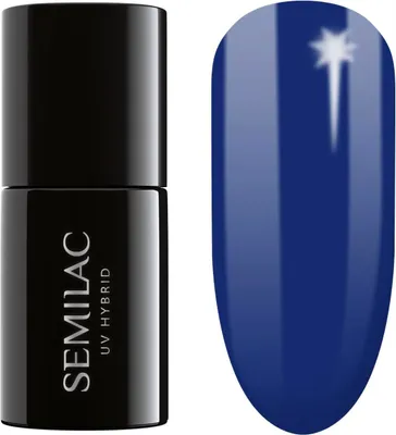Image de Semilac | Vernis hybride - #308 Festive Blue - Couverture totale - Vernis à ongles UV - 7 ml - Bleu foncé