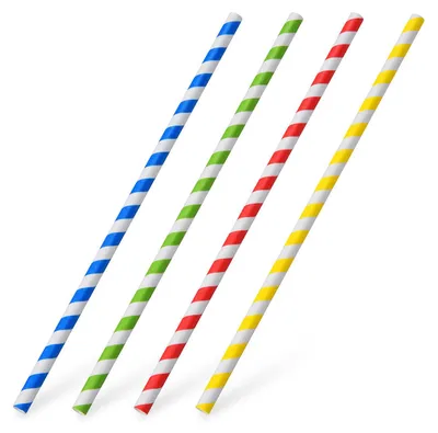 Produktbild von 1250x Papiertrinkhalme bunt sortiert 200 mm Ø 6mm
